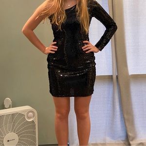 Admiring Glances Black Sequins Dress